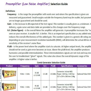 Preamplifier (Low Noise Amplifier) Selection Guide